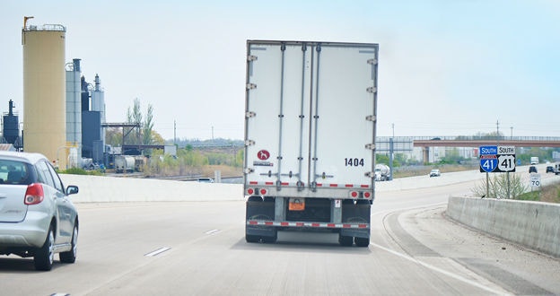 Truck trailer on interstate roadway