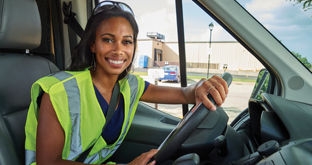 woman driver in straight truck