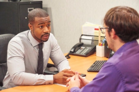 Employee and manager meeting