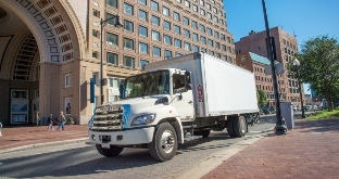 Straight truck delivery in city
