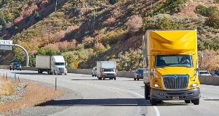 Trucks on scenic highway