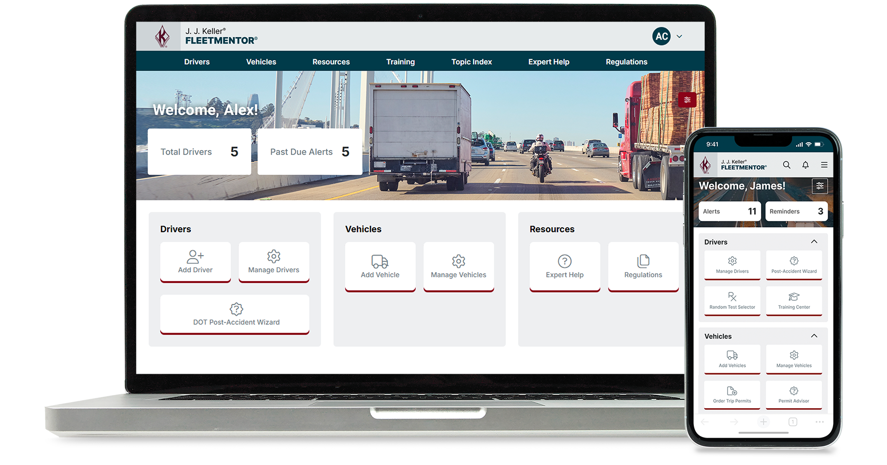 FleetMentor on laptop screen and on phone