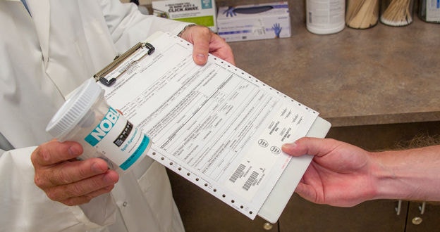 Drug and Alcohol testing form and container